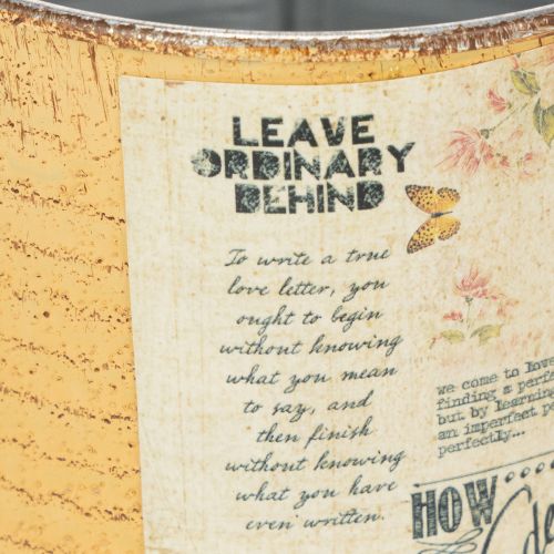 Artikel Bloempot/blik in vintage-stijl met opschrift voor binnendecoratie, 11 cm, 3 stuks