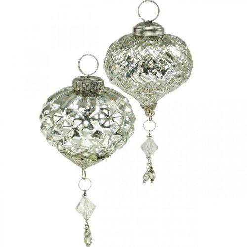 Floristik24 Vintage kerstboomversiering glasdecoratie H14/14,5cm 2st