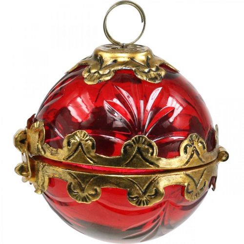 Floristik24 Vintage kerstbal om te openen glas roodgoud Ø8cm set van 2