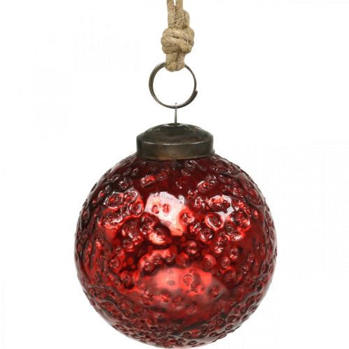 Floristik24 Vintage kerstballen glas kerstballen rood Ø8cm 4st