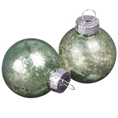 Floristik24 Vintage kerstballen glas mini in mint Ø3cm 22 st