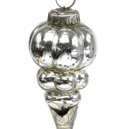 Floristik24 Vintage kersthanger glas druppels zilver 20cm 3st