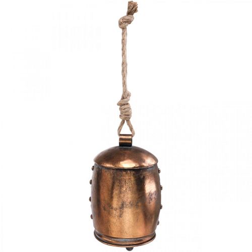 Vintage bel koper metalen bel deco hanger Ø13.5cm 49cm
