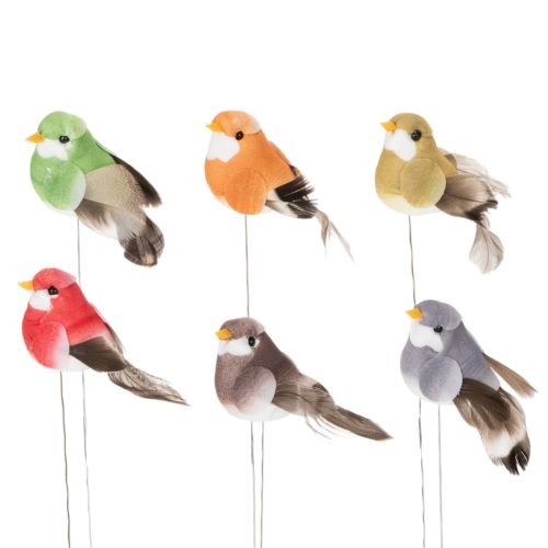 Decoratieve vogels, kunstmatige woondecoratie, lente, met kleurrijk verenkleed, gemaakt van plastic, 5 cm, 18 stuks