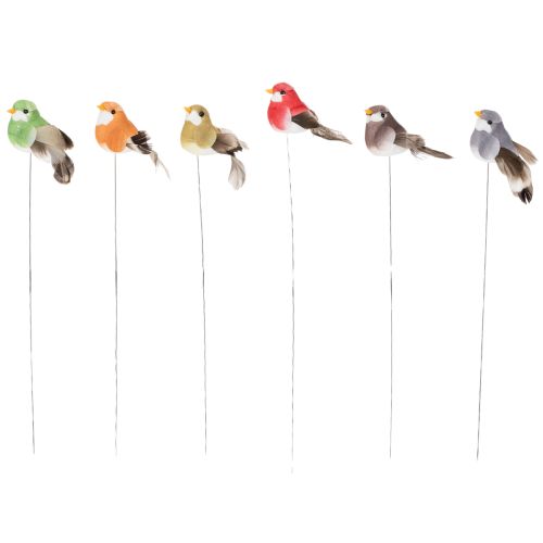 Artikel Decoratieve vogels, kunstmatige woondecoratie, lente, met kleurrijk verenkleed, gemaakt van plastic, 5 cm, 18 stuks