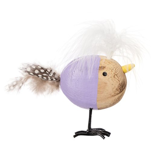Artikel Decoratieve houten vogel met veren en een kleurrijk lijfje voor tafeldecoratie, 10 cm, 6 stuks
