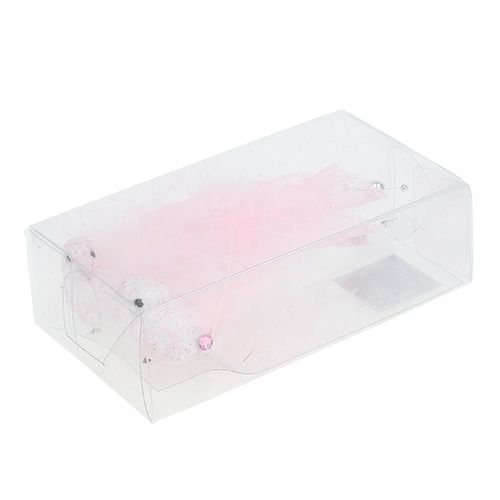 Floristik24 Vogel op clip 14cm roze, mica 2st