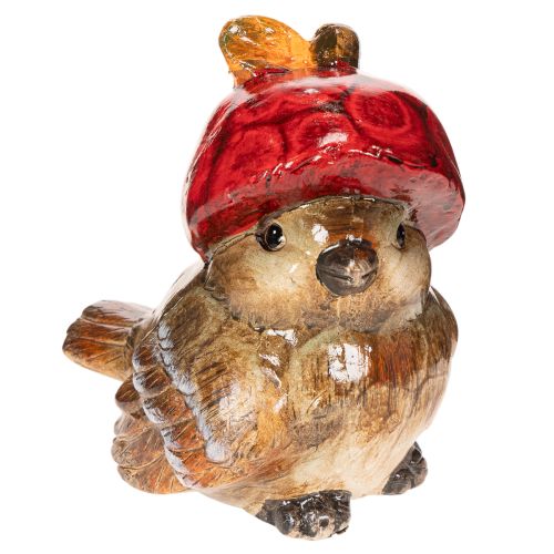 Decoratief vogelbeeldje met rode appelmuts, herfstdecoratie, 13 cm kopen | Floristik24.nl