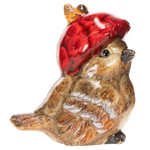 Decoratief vogelbeeldje met rode appelmuts, herfstdecoratie, 13 cm | Floristik24.nl