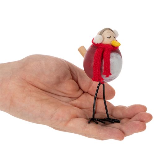 Decoratief vogelbeeldje met sjaal, winterdecoratie, 11 cm, 4 stuks | Floristik24.nl