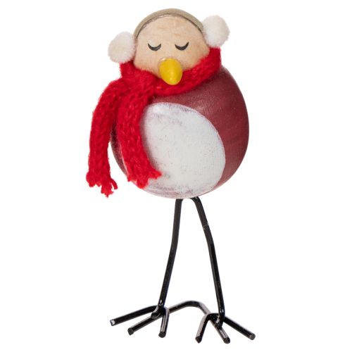 Decoratief vogelbeeldje met sjaal, winterdecoratie, 11 cm, 4 stuks | Floristik24.nl