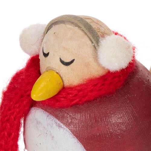 Decoratief vogelbeeldje met sjaal, winterdecoratie, 11 cm, 4 stuks | Floristik24.nl