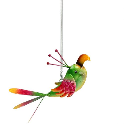 Floristik24 Vogel om op te hangen groen, roze, oranje 18.5cm