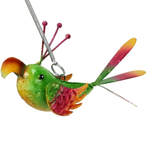 Floristik24 Vogel om op te hangen groen, roze, oranje 18.5cm