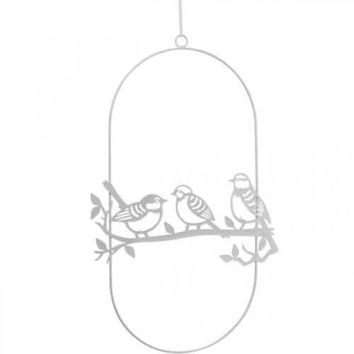 Artikel Vogel deco raamdecoratie lente, metaal wit H37.5cm 2st