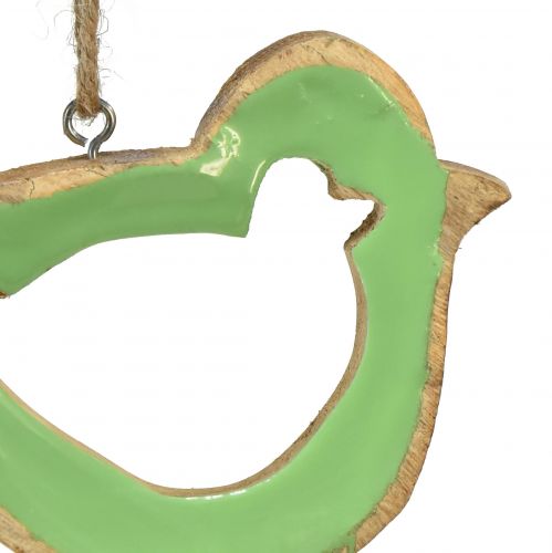 Artikel Vogeldecoratie houten decoratieve hanger groen naturel 15,5x1,5x16cm