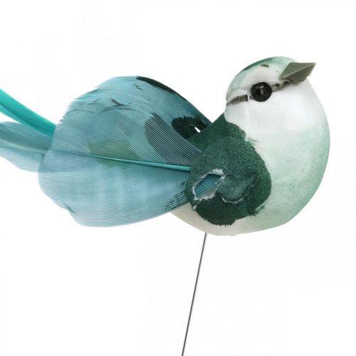 Floristik24 Decoratieve vogels, lentedecoratie, vogels met veren, zomer, vogels op draad, kleurrijk H3.5cm, 12 stuks