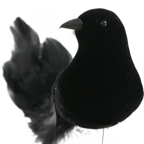 Floristik24 Duiven aan draad, trouwdecoratie, duiven zwart H7cm 4st