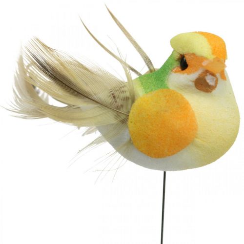 Floristik24 Lente, vogel aan draad, bloempluggen kleurrijk H2,5cm 24 st