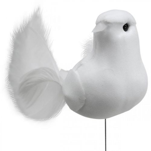 Floristik24 Huwelijksdecoratie, duiven op draad, huwelijksduiven wit H4.5cm 12st