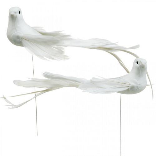 Artikel Witte duiven, bruiloft, decoratieve duiven, vogels op draad H6cm 6st