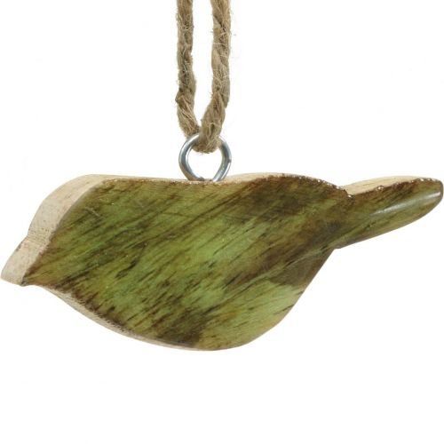Floristik24 Vogels om op te hangen, lentedecoratie, houten hanger naturel, groen H4cm 6 st