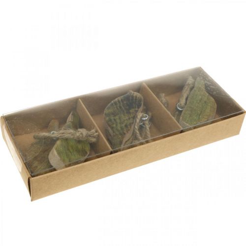 Floristik24 Vogels om op te hangen, lentedecoratie, houten hanger naturel, groen H4cm 6 st