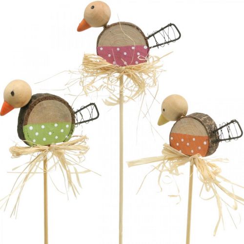 Artikel Vogel Bloem Plug Houten Lente Decoratie Decoratieve Vogel op Stok 8cm 12 Stuks