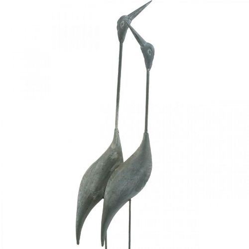 Floristik24 Paar vogels, metalen decoratie, watervogels Zilver, gewassen wit H74cm