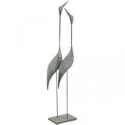 Floristik24 Paar vogels, metalen decoratie, watervogels Zilver, gewassen wit H74cm