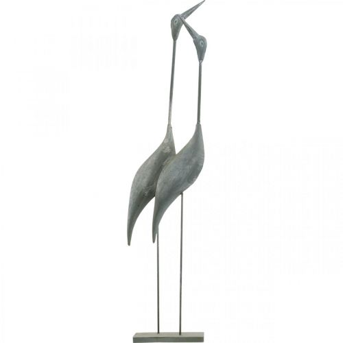 Floristik24 Paar vogels, metalen decoratie, watervogels Zilver, gewassen wit H74cm