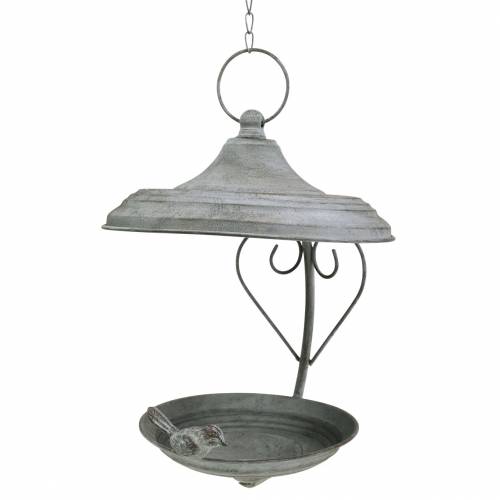 Floristik24 Vogelvoederhuis om op te hangen metaal grijs, roest, wit gewassen Ø21cm H27cm