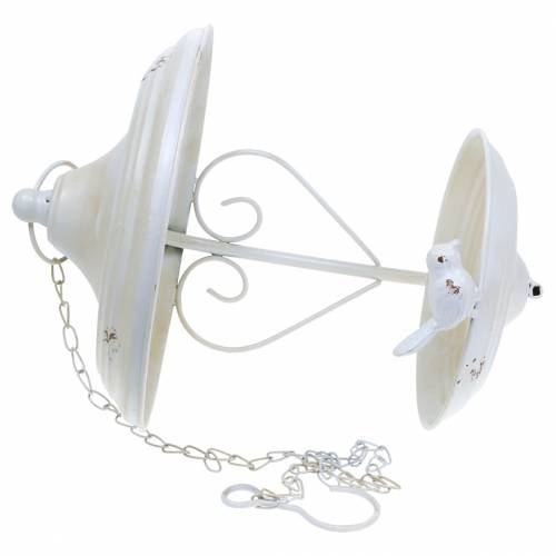Floristik24 Vogelvoederhuis om op te hangen metaal crème, rooster Ø21cm H27cm