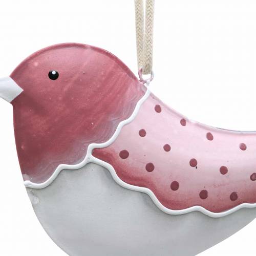 Floristik24 Vogel om op te hangen wit, oudroze assorti metaal 9cm 3st