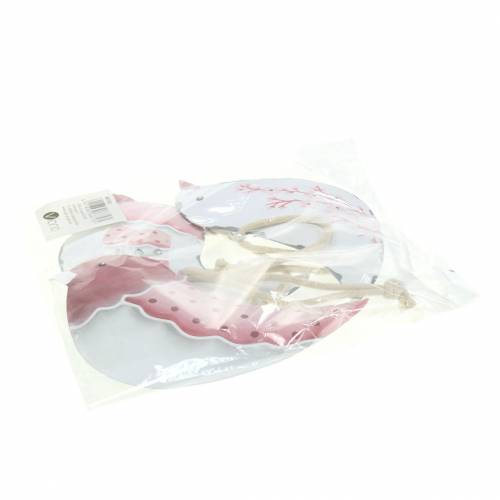 Floristik24 Vogel om op te hangen wit, oudroze assorti metaal 9cm 3st