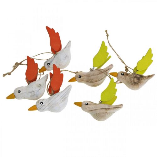 Floristik24 Deco vogels hout om op te hangen vogel lente decoratie 10.5cm 6st