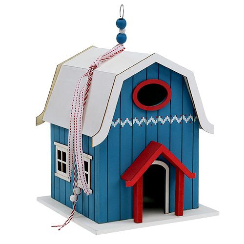 Floristik24 Vogelhuisje, decoratie huisje blauw 21cm x 30cm