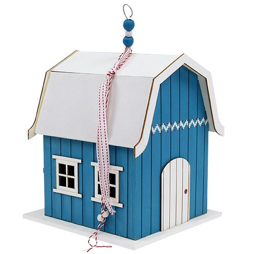 Floristik24 Vogelhuisje, decoratie huisje blauw 21cm x 30cm
