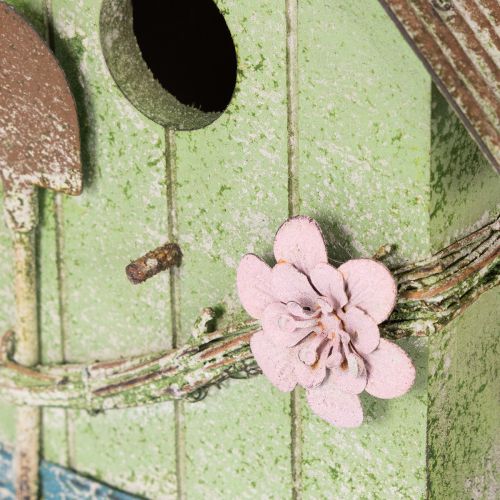 Artikel Vogelhuisje met bloemversiering, romantische decoratie voor een landhuis, 19 cm