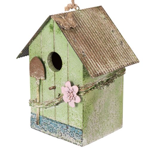 Artikel Vogelhuisje met bloemversiering, romantische decoratie voor een landhuis, 19 cm