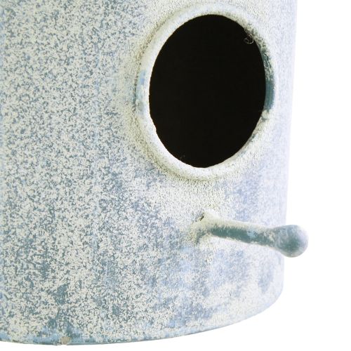 Artikel Vogelhuisje om op te hangen metaal in wit blauw Ø15cm H21cm