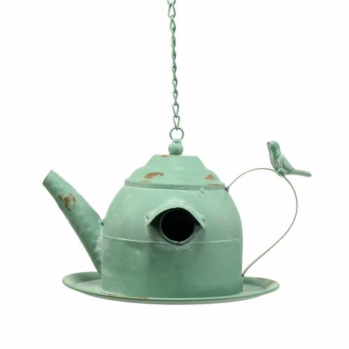 Birdhouse theepot om mintgroen op te hangen H15cm