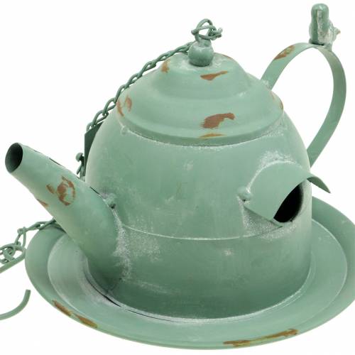 Floristik24 Birdhouse theepot om mintgroen op te hangen H15cm