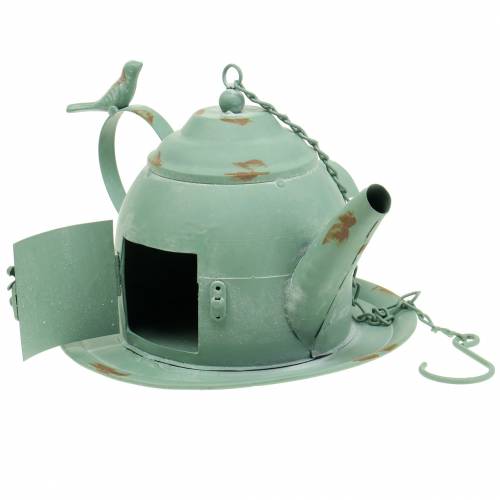 Floristik24 Birdhouse theepot om mintgroen op te hangen H15cm