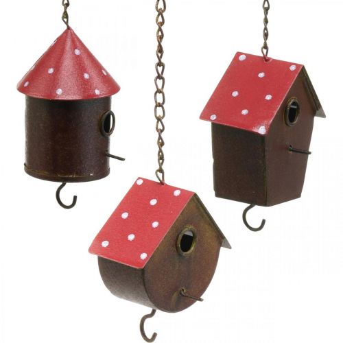 Decoratieve nestkast, vogelhuisje om op te hangen, herfst, vogelvoeder, metalen decoratie H14–12cm L34–37cm