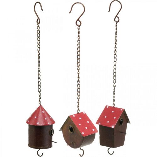 Artikel Decoratieve nestkast, vogelhuisje om op te hangen, L34–37cm 3st