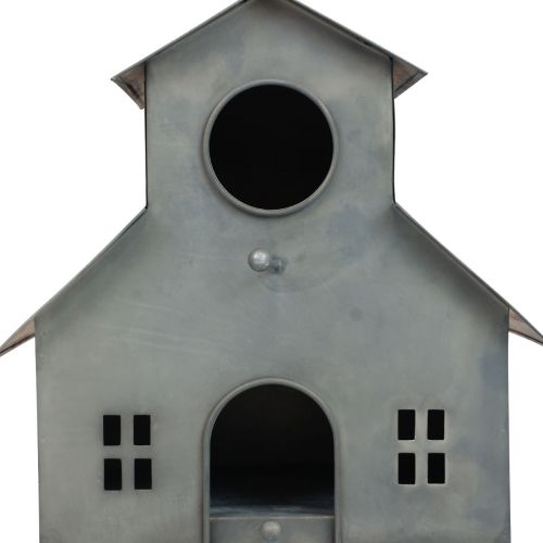 Artikel Vogelhuisje om op te hangen metaal grijs 2 verdiepingen 24x15x26cm