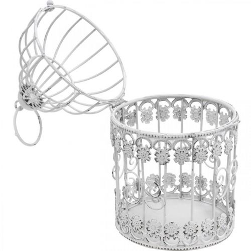 Floristik24 Deco Volière Shabby Witte Vogelkooi Metaal Decoratie Ø10cm H17cm