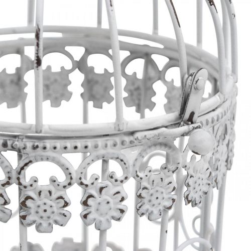 Floristik24 Deco Volière Shabby Witte Vogelkooi Metaal Decoratie Ø10cm H17cm