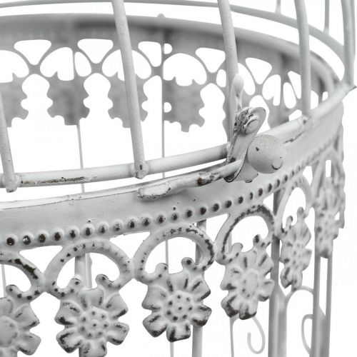 Vogelkooi om op te hangen, decoratieve volière, metalen decoratie, shabby chic wit Ø12.5cm H25cm